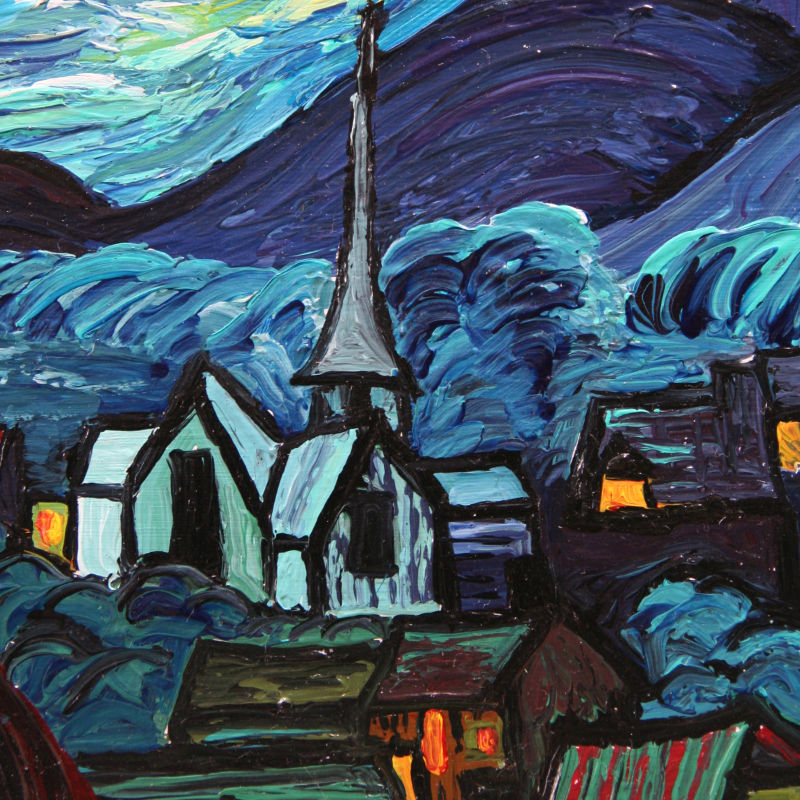copie de la Nuit Étoilée de Van Gogh faite par une adolescente