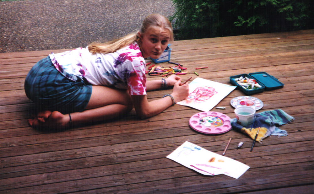 Gwenn Seemel at 16 years old working on her art
