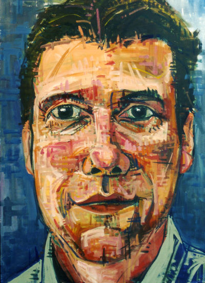 Mark Woolley portrait painted in acyrlic by Portland artist Gwenn Seemel