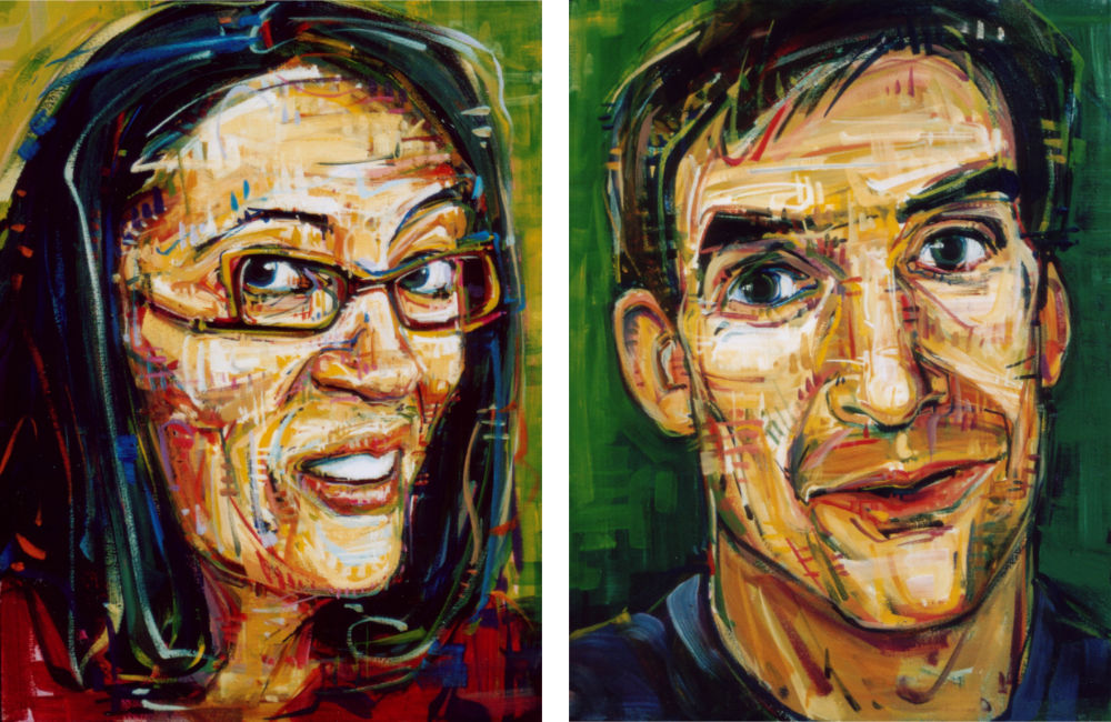 painted double portrait of couple