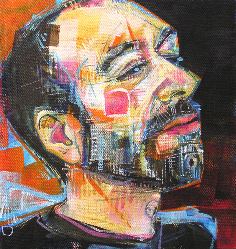 colorful painted portrait of David Vanadia’s profile