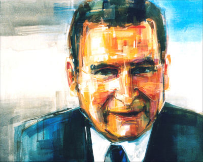 Eli Stutsman portrait painted in acrylic on canvas