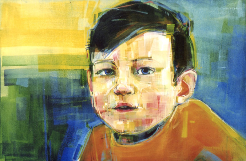 painted portrait of little boy