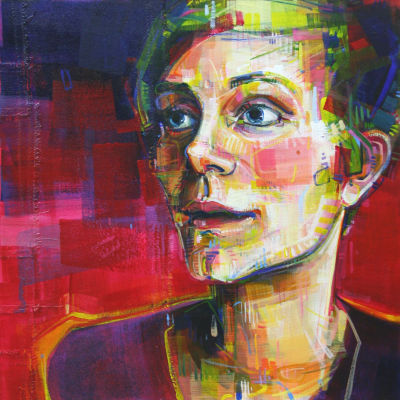 Gwenn Seemel self-portrait painted in acrylic on canvas