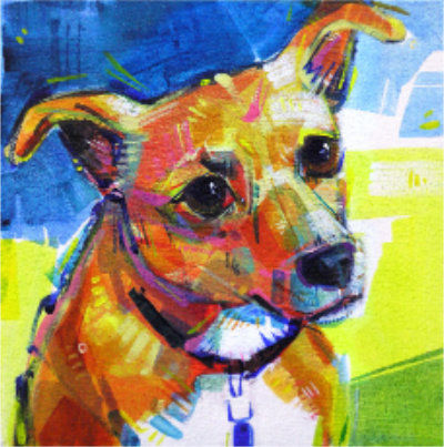 dog portrait in acrylic