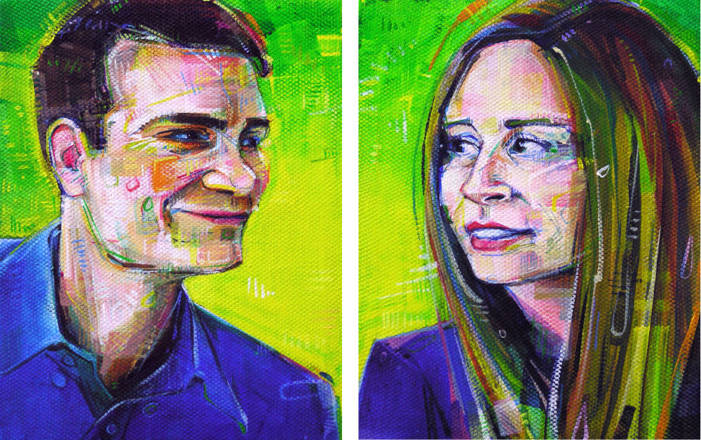 double portrait of young couple