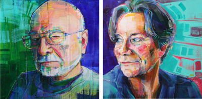 portrait d&rsquo;un homme avec une barbe et des lunettes ainsi que sa femme