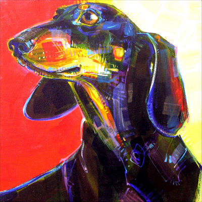 portrait d’un chien peint par Gwenn Seemel