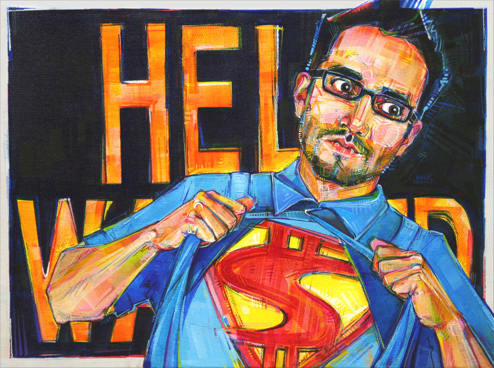 Mexican-American Superman painted by political artist Gwenn Seemel