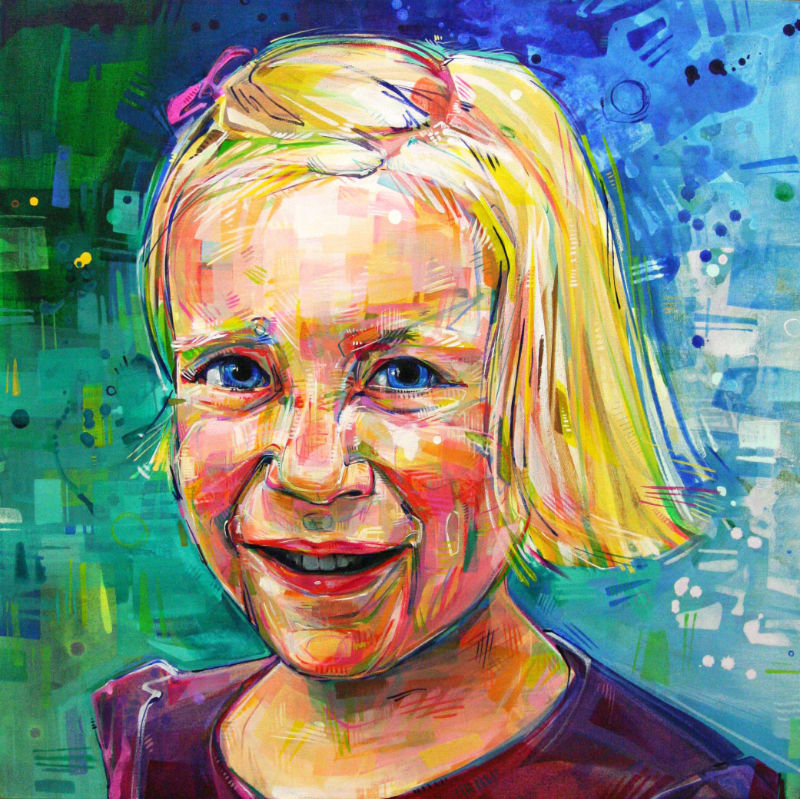 colorful painted portrait of a little girl