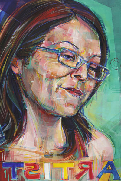 painting of Becca Bernstein by Portland artist Gwenn Seemel