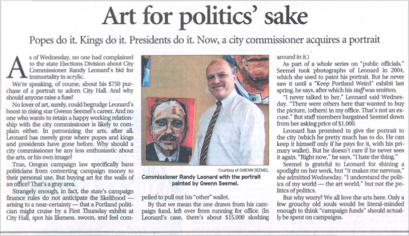 article sur un commissaire municipal peu éthique qui entraîne un artiste dans son désordre