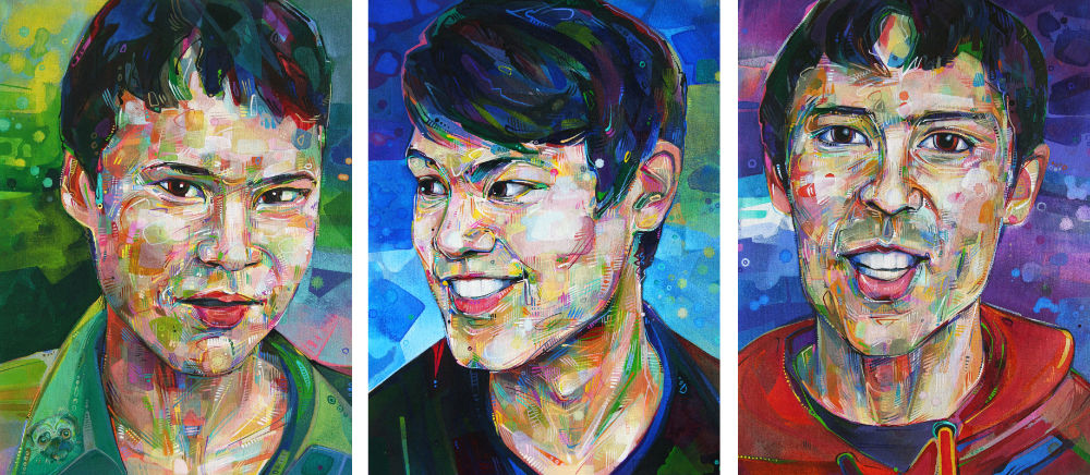 painted portraits of three brothers