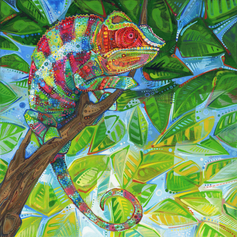 painting of rainbow chameleon