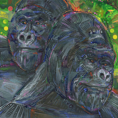 deux gorilles paints par l’artiste française Gwenn Seemel