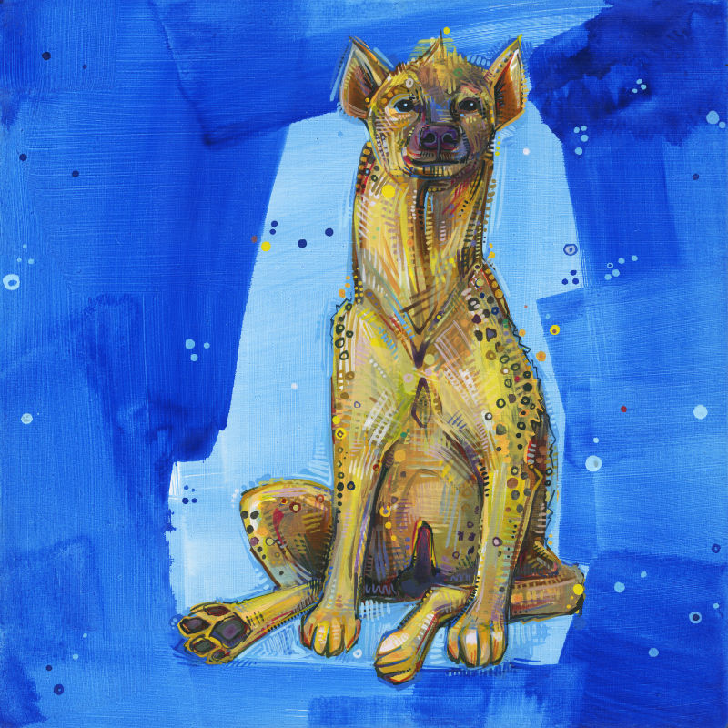 painting of a female spotted hyena
