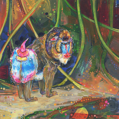mandrill peint par l’artiste américain Gwenn Seemel