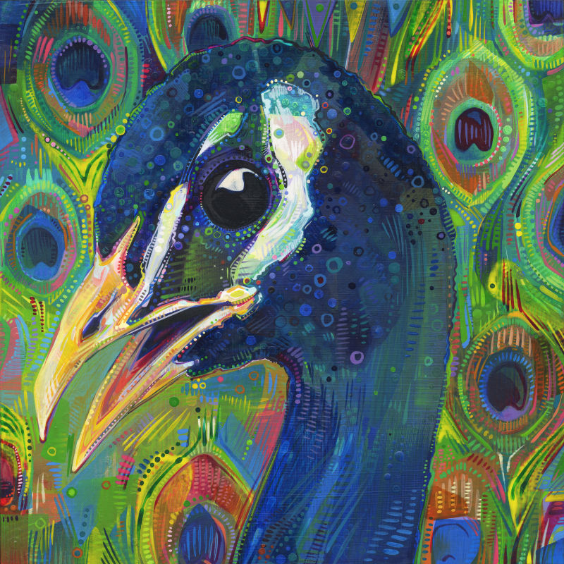 painting of a peacock