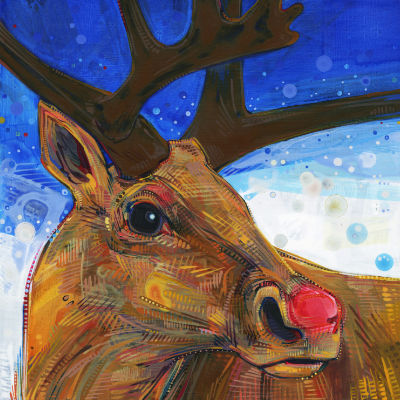 red-nose reindeer artwork