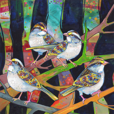 sparrows painted by bird artist Gwenn Seemel