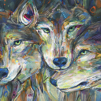 loups peints à l’acrylique