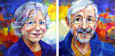 mamy et papy peints &agrave; l&rsquo;acrylique