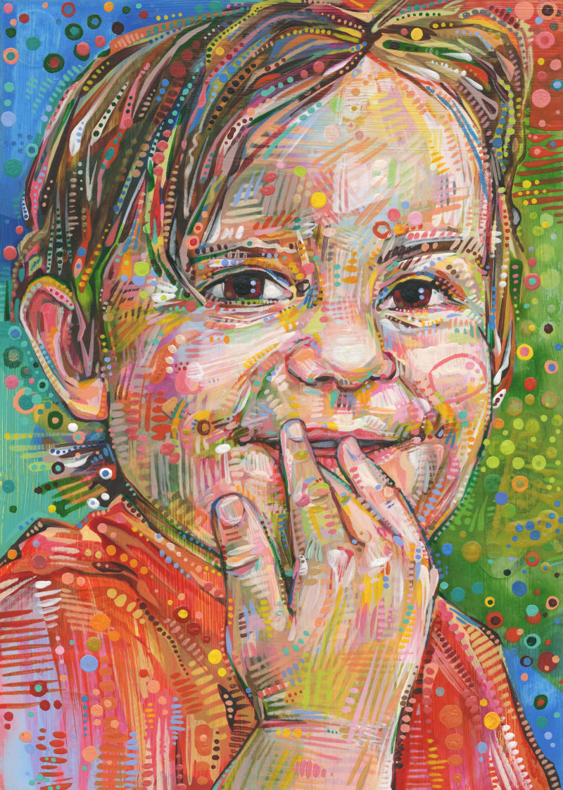 painted portrait of a little boy