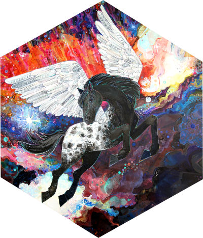 Pegasus painting, artwork by Gwenn Seemel