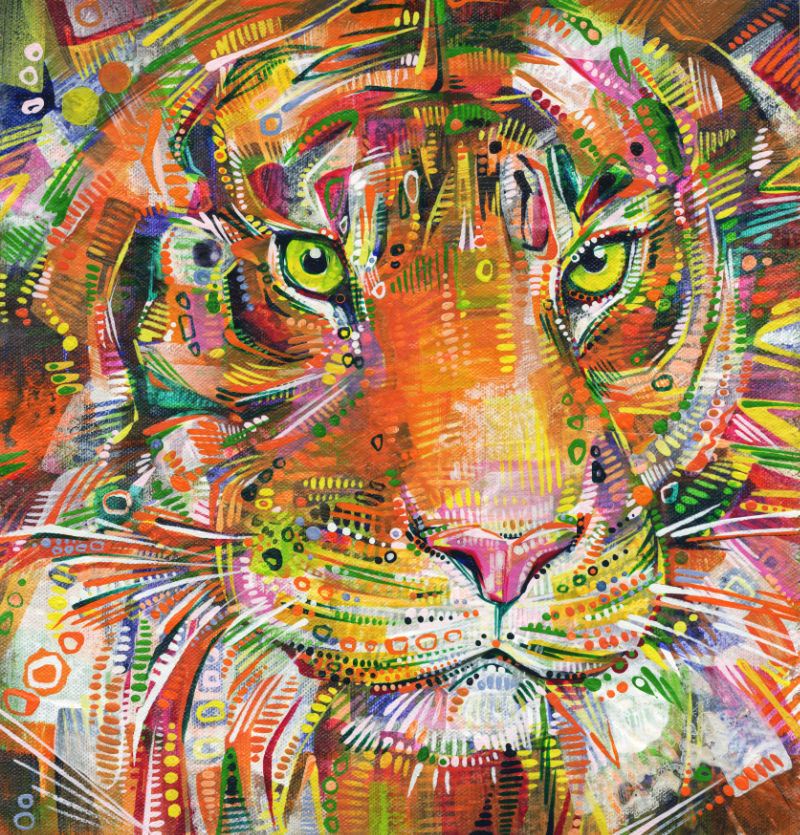 tigre peint en acrylique