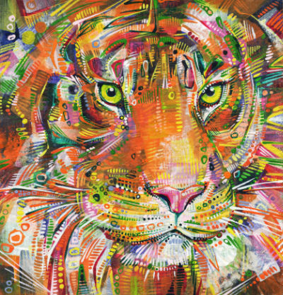 artiste animalier Gwenn Seemel peint un tigre