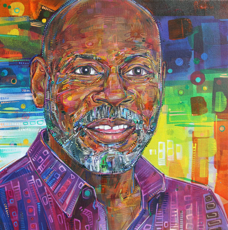 colorful painted portrait of a black man