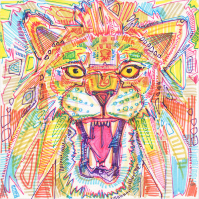 lion roaring illustration