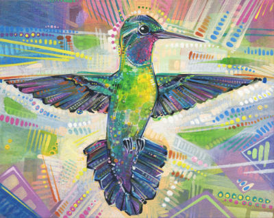 hummingbird artwork by Jersey artist Gwenn Seemel