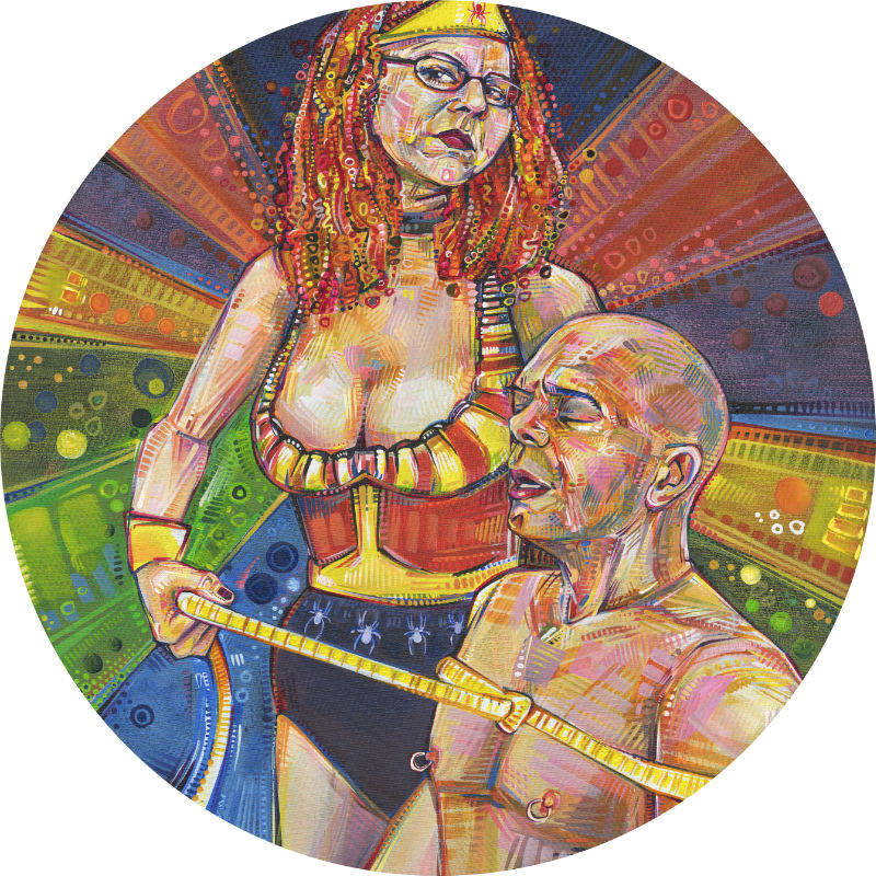 Wonder Woman BDSM, a mistress with her slave artwork by independent artist Gwenn Seemel
