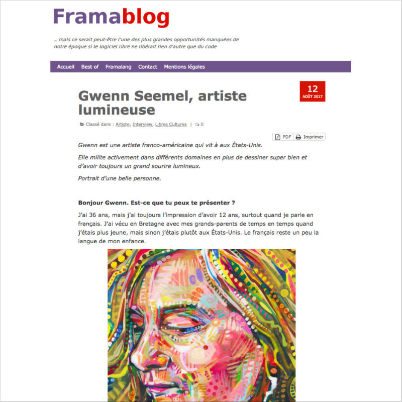 Framablog: Interview with Gwenn Seemel by Frédéric Urbain