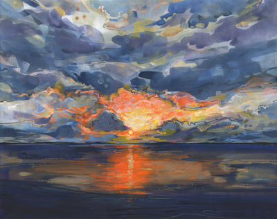 sunset painting by LBI artist Gwenn Seemel