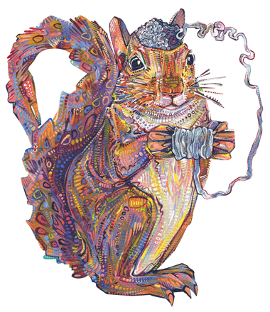 squirrel unraveling its brain, expressive art GIF by humanist artist Gwenn Seemel