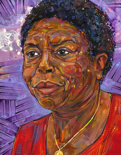 painting of a black woman with short hair