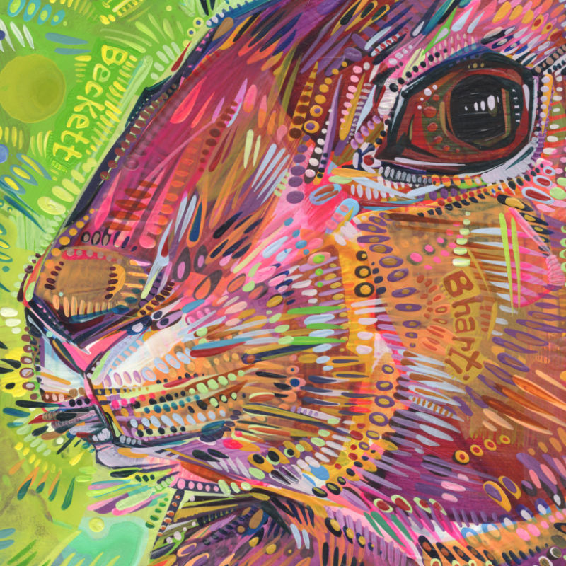 brightly colored rabbit painted by Gwenn Seemel