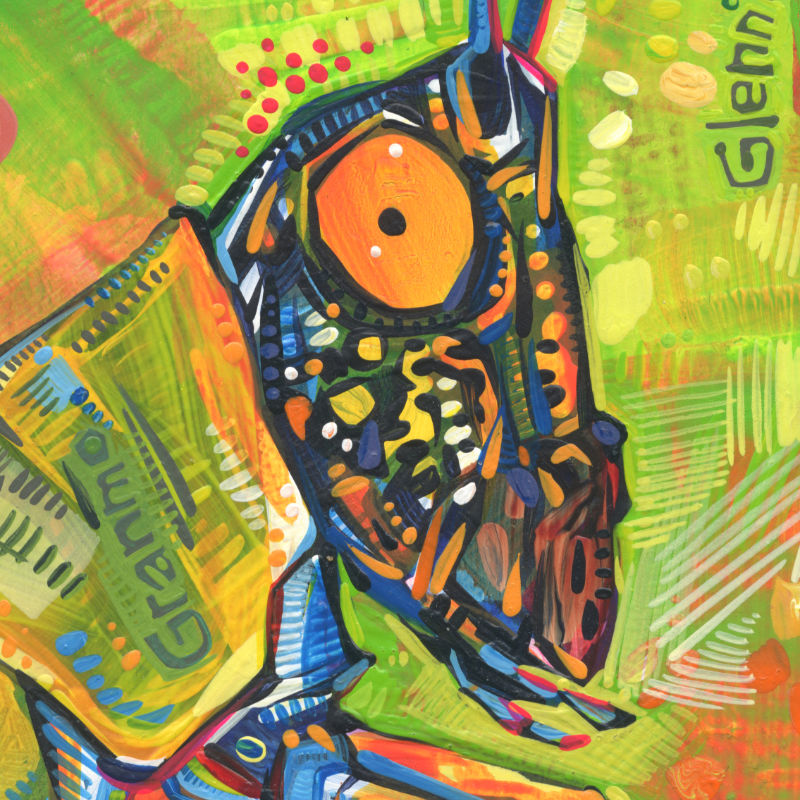 une sauterelle de l’Afrique du Sud peinte par Gwenn Seemel