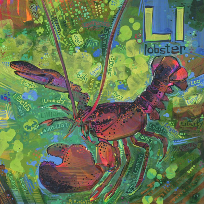 lobster painting, wildlife art