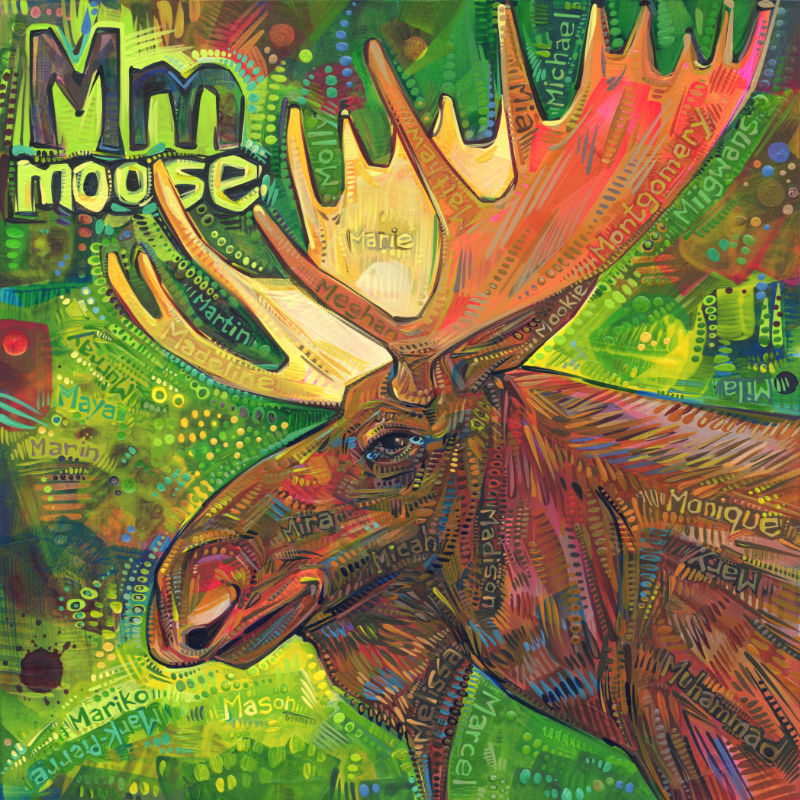 moose painting, wildlife art