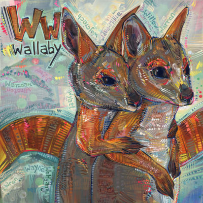 W is for wallaby, alphabet book illustration art by Gwenn Seemel