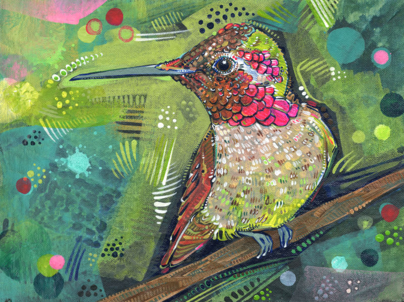 Anna’s hummingbird painting by Oregon artist Gwenn Seemel
