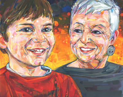 fine art portrait of a boy with his grandmother