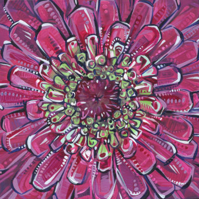 abstract pink zinnia painting