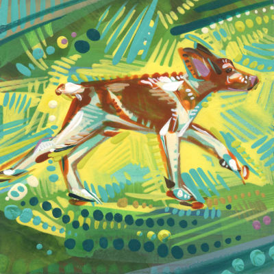 chien qui court, illustration artistique
