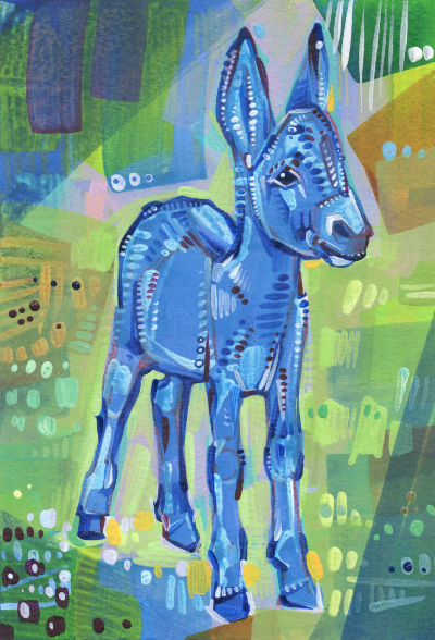 peinture d’un âne bleu