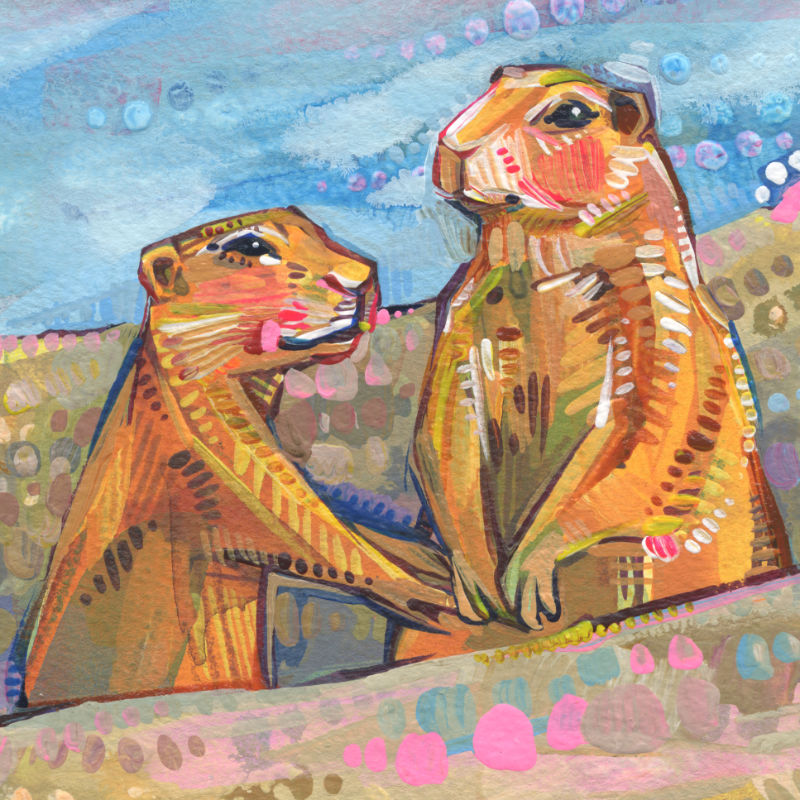 chiens de prairie peints à l’acrylique par Gwenn Seemel