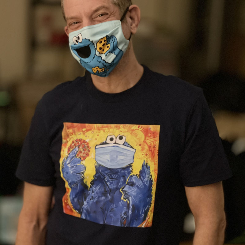 Jeffrey Newman’s use of Gwenn Seemel’s masked up Cookie Monster fan art